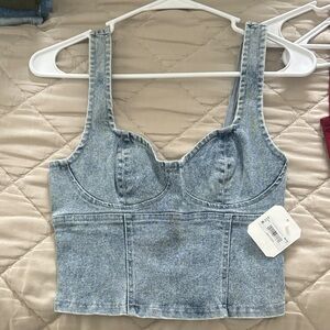Altar'd State Light Blue Denim Crop Top
